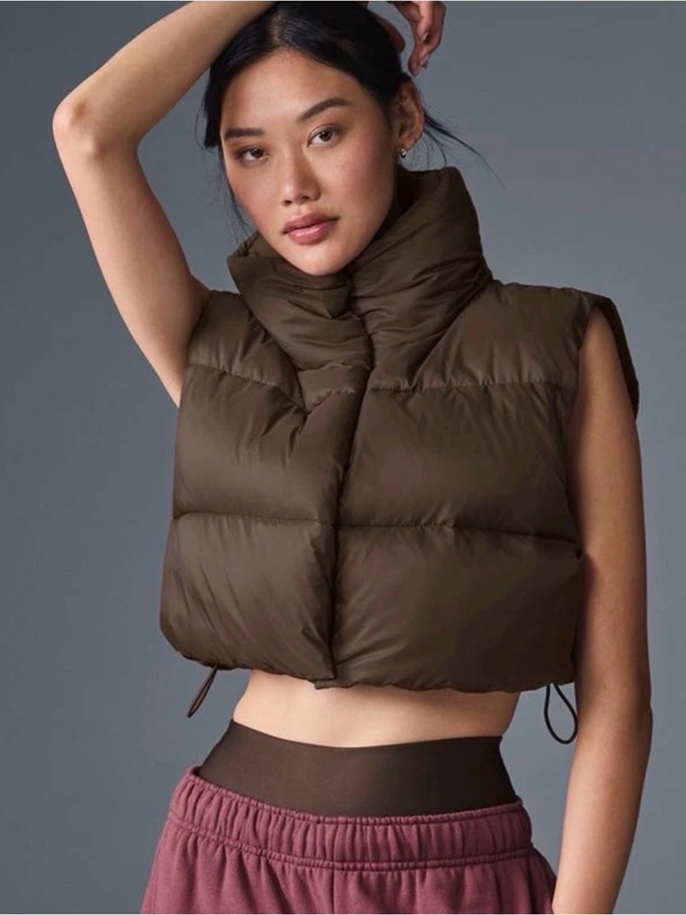 ALO Yoga expression Cropped Puffer Vest in Dark Brown large